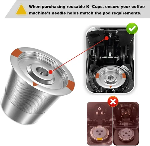 Miniatura 3 de Cápsulas de café reutilizables K Cups para Keurig: filtro de café K Cups recargables de acero inoxidable completo compatible con cafeteras 1.0 y 2.0