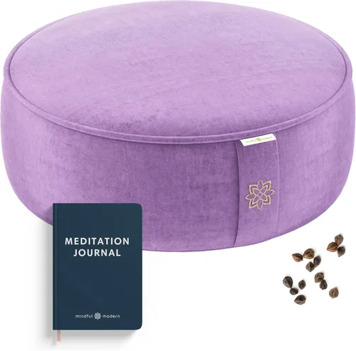 Miniatura 9 de Mindful Modern Velvet Meditation Cushion Luxe Zafu Yoga Floor Pillow Seat Posture Support Buckwheat Hull Filled Large Round Cushion with