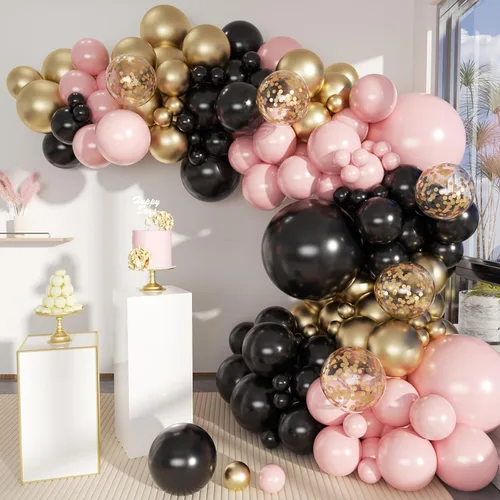 Miniatura 8 de MEBAY Kit de Arco de Guirnalda de Globos Bohemios, 156 Piezas Globos Rosa Empolvado Marrón Pastel Champán Dorado Blanco Metálicos para Boda Baby