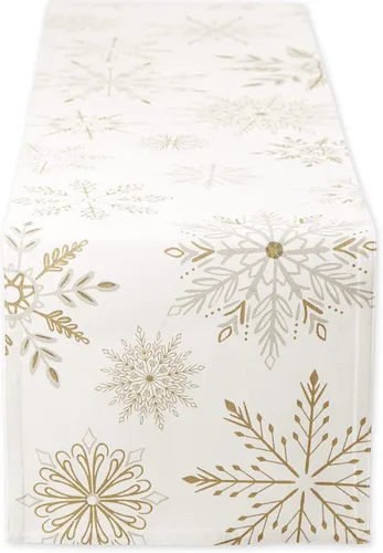 Miniatura 18 de Colección de mesa navideña DII Sparkle Metallic, camino de mesa, 14x72 pulgadas, copos de nieve en jacquard