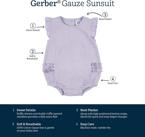 Miniatura 6 de Gerber Mameluco sin mangas con volantes para bebé niña