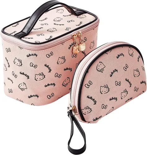 Miniatura 20 de AmBealla Bolsa de maquillaje grande impermeable con soporte para brochas de maquillaje, lindo organizador de maquillaje impreso para mujeres que