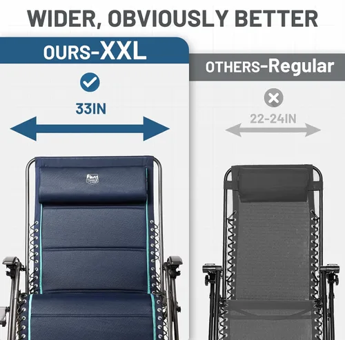 Miniatura 4 de TIMBER RIDGE Silla reclinable de gravedad cero extra grande, de 33 pulgadas de ancho XXL, con mesa auxiliar, silla de salón acolchada completa