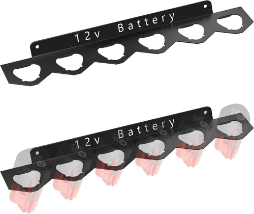 Miniatura 7 de Soporte de batería de metal Ryobi de 18 V, estante de montaje en pared para batería Ryobi de 18 V, almacenamiento de batería Ryobi con 3 ranuras