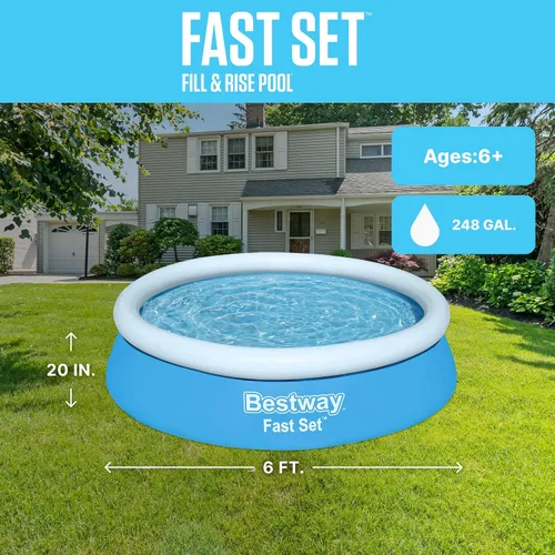 Miniatura 3 de Bestway Piscina inflable sobre el suelo, redonda de 6 x 20 pulgadas, material Tritech resistente a pinchazos, capacidad de 248 galones, fácil