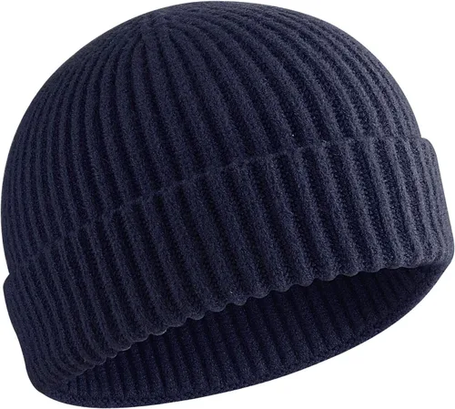 vidsel Gorro Corto de Pescador para Hombres y Mujeres, Gorro de Lana Tejida con Puño Estilo Moderno de Arrastrero, Gorros Cálidos de Invierno