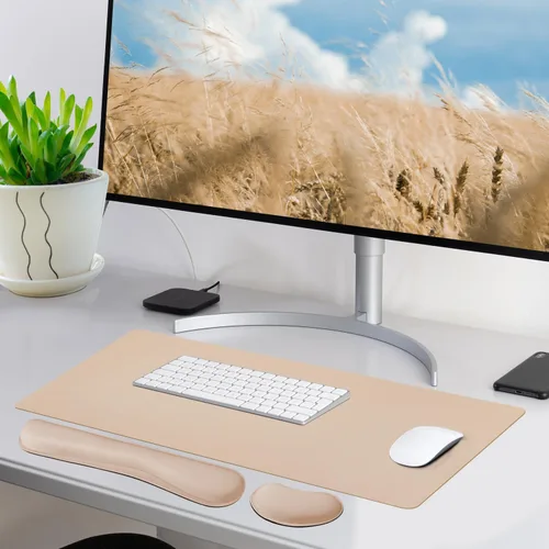 Miniatura 2 de Bloss Almohadilla de escritorio de cuero y reposamuñecas para teclado, alfombrilla grande para mouse + almohadilla para teclado + soporte de muñeca