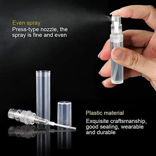 Miniatura 6 de 5 mini botellas de aerosol, 0.1 fl oz, 0.1 fl oz, 0.2 fl oz, botella de spray de plástico vacía de niebla fina, botella de perfume recargable