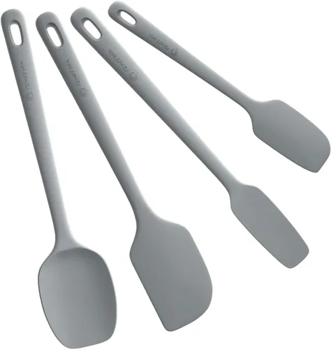 ChefAide - Juego de 4 espátulas de silicona, espátulas de goma de grado alimenticio, con mango fuerte y agarre ergonómico, resistentes al calor para