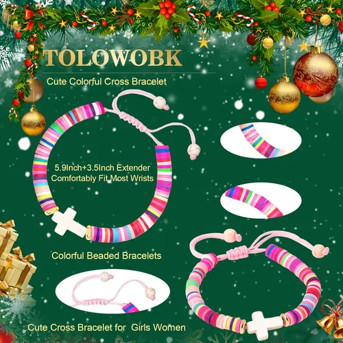 Miniatura 6 de Regalos navideños para niños, niñas adolescentes, mujeres, linda pulsera de cruz para niñas, regalos de Navidad cristianos para mujeres, ideas