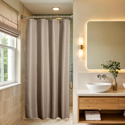 Miniatura 23 de AmazerBath - Cortina de ducha extralarga de 96 pulgadas, cortina de ducha de nido de abeja blanca extralarga, cortinas de ducha de tela para baño