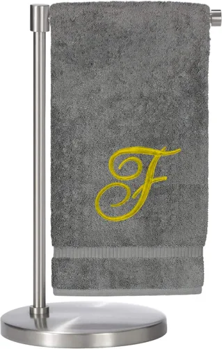 Miniatura 43 de Script R - Toalla de baño con monograma, regalo personalizado, 27 x 54 pulgadas, juego de 1 toalla bordada con texto dorado, 100% algodón turco