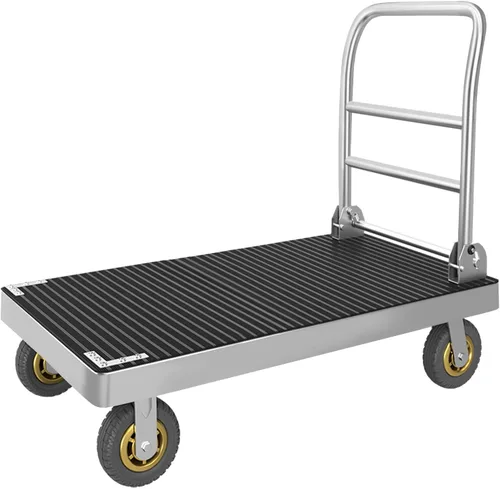 Carro de plataforma para camión, carrito plegable de plataforma grande con alfombrilla de goma y ruedas de 6 pulgadas, capacidad de 2200 libras,