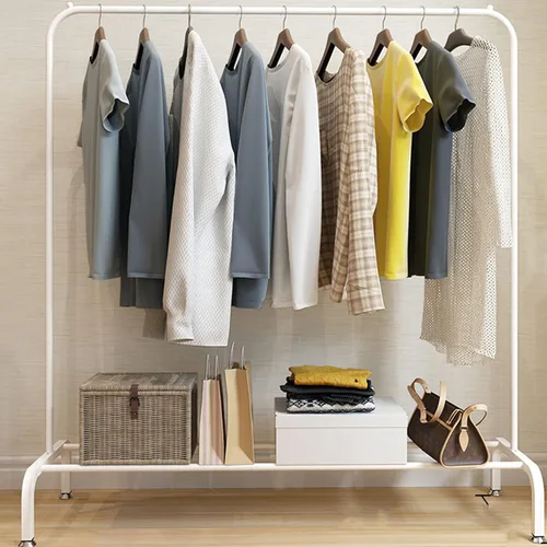 Miniatura 8 de Perchero de ropa de tubería industrial con ruedas con frenos, resistente soporte de metal resistente para ropa (A)