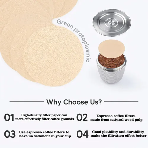 Miniatura 5 de 800 unidades de filtros de café espresso, filtro de papel redondo sin blanquear de 51 mm para máquina de espresso, filtro de café desechable