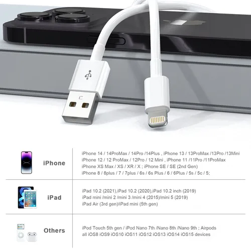 Miniatura 6 de Cargador de iPhone, paquete de 5 (6/6/6/10/10 pies) [certificado Apple MFi] cables de carga de Apple, cable de carga rápida para iPhone