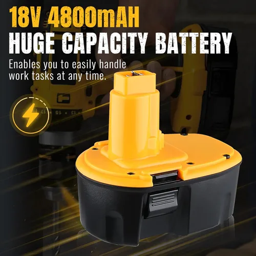Miniatura 3 de Paquete de 2 baterías de repuesto de 4.8 Ah 18 V DC9096 para baterías Dewalt de 18 voltios y compatible con cargadores de herramientas eléctricas