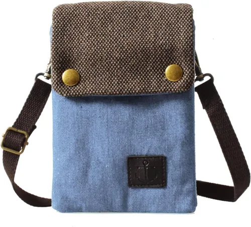 Miniatura 9 de WITERY Monedero pequeño de lona para teléfono celular, hecho a mano, lindo bolso cruzado para teléfono con correa ajustable para el hombro Agujero