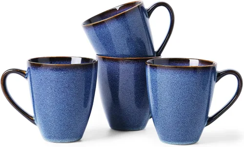 Miniatura 19 de MONITO Juego de 6 tazas de café de 14 onzas, modernas tazas de café de cerámica grandes con asa para té/latte/leche/cacao, divertidas tazas de té