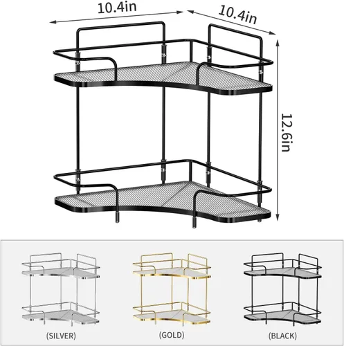 Miniatura 3 de Seoneiro Organizador de esquina de 2 niveles para encimera de baño, organizador cosmético para el cuidado de la piel, bandeja de perfume