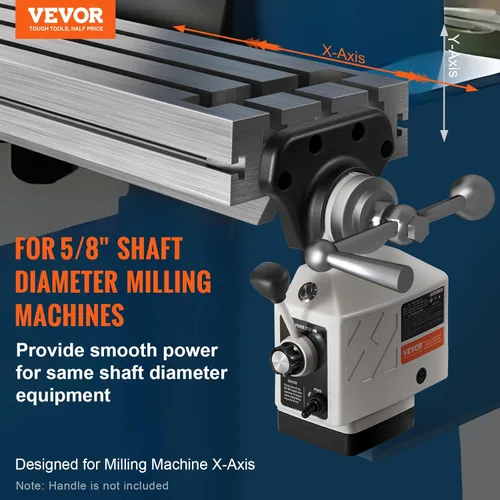 Miniatura 2 de Vevor Al-310S Fresadora de alimentación de eje X con torque de 450 pulgada-libras, Fresadora de alimentación de mesa de 0-200 RPM, 110V
