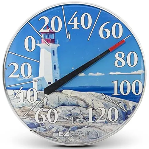 Miniatura 18 de EZREAD - Termómetro de esfera colgante, termómetros meteorológicos para uso en interiores y exteriores, gran diámetro de 12.5 pulgadas, números