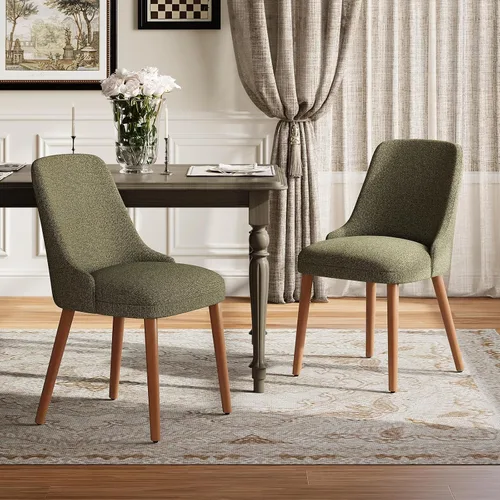 Miniatura 19 de MALOL Juego de 4 sillas de comedor tapizadas con patas de madera, sillas de cocina acolchadas con respaldo alto para comedor, restaurante y Beige-New