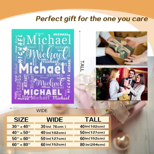Miniatura 3 de Manta personalizada con nombre para niños, niñas, niños, adultos, hombres y mujeres, mantas personalizadas con nombre, regalos personalizados