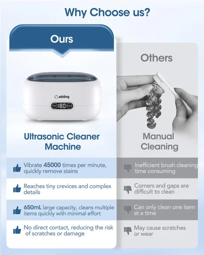Miniatura 3 de Adiding - Máquina limpiadora de joyas ultrasónica, limpiador profesional de anteojos y anillos de 650 ml con temporizador digital de 5 modos