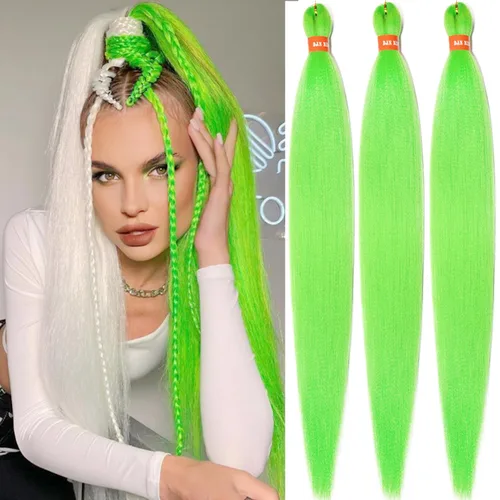 Miniatura 48 de Cabello trenzado preestirado ombré, extensiones de cabello trenzado sedoso, sin picazón, trenzas de cabello trenzado de ganchillo con textura Yaki