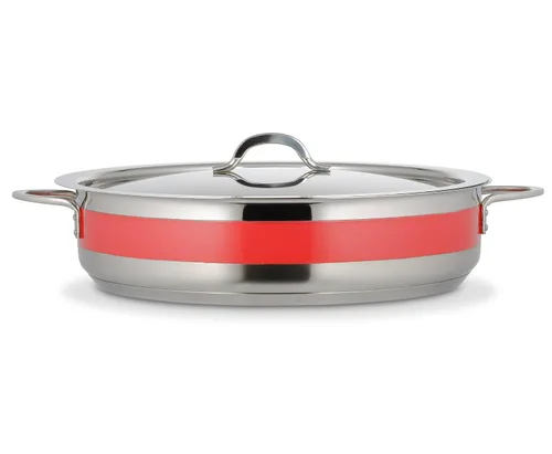Miniatura 2 de Bon Chef 60032CFOrange - Olla francesa clásica de acero inoxidable con parte inferior de inducción con tapa, capacidad de 9 cuartos de galón, 14-5/8