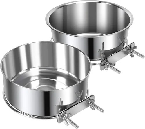 Miniatura 16 de 2 Piezas Cuencos Pequeños de Comida y Agua para Perros y Mascotas para Jaula de Acero Inoxidable Antiderrames, Cuencos Colgantes para Gatos