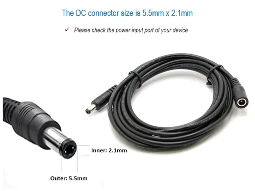Miniatura 7 de [20AWG] 10ft DC Power Extension Cable Cord for 12V AC DC Power Supply Adapter, CCTV Security Camera, DVR, NVR, LED Light Strips, 12V Home Appliances