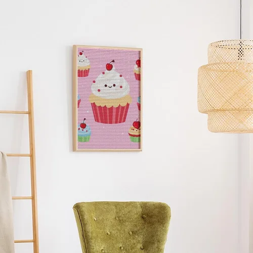 Miniatura 6 de Kits de pintura de diamantes para adultos, lindos cupcakes de taladro completo, pinturas de puntos de diamante, kits de arte de diamantes 5D