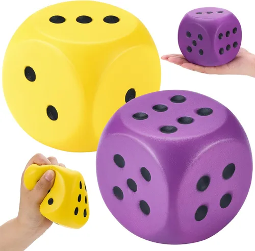 Miniatura 17 de Zomiboo 2 dados grandes de espuma de 2.3 pulgadas para el aula, gigantes de 6 caras, decoración de fiesta de casino, juguete para aliviar la azul