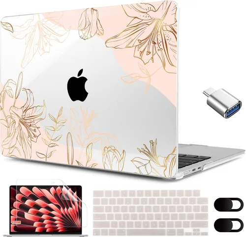 Miniatura 23 de MEEgoodo Funda para MacBook Air M5/M4/M3/M2 de 15 pulgadas 2026 2025 2024 2023, funda compatible con el modelo (A3448/A3241/A3114/A2941)
