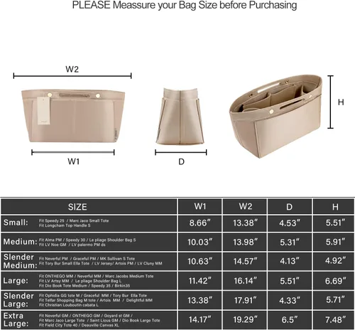 Miniatura 3 de ZTUJO Organizador de bolso para bolso y moldeador de bolsa, organizador de bolsa para Speedy Neverful, 6 tamaños (delgado mediano, beige sedoso)