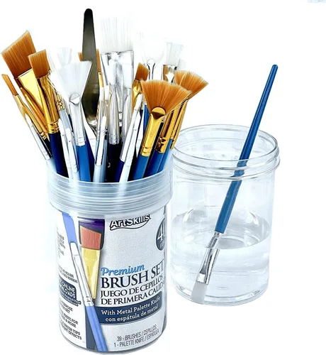 Miniatura 2 de ArtSkills Juego de pinceles de pintura acrílica, pinceles de pintura acrílica para pintura en lienzo, pinceles de pintura artesanal con cuchillo