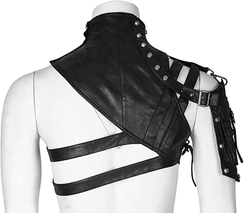 Miniatura 3 de gzqirun Cinturón para hombre con arnés de pecho Steampunk de cuero PU armaduras de hombro soldado gótico mujer Moto y brazo bolsa hombres