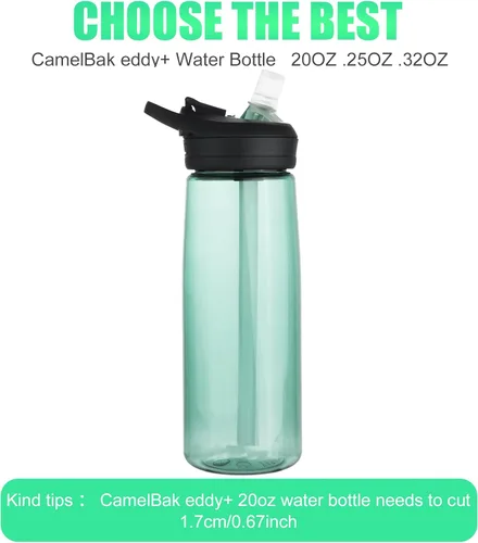 Miniatura 3 de 6 popotes de repuesto para Eddy + botella de agua, con un cepillo de limpieza, popotes reutilizables, rectos, solo compatibles con accesorios Eddy