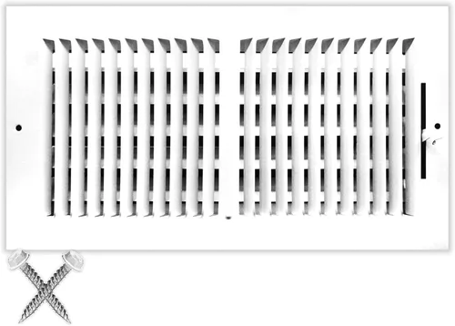 Miniatura 17 de Rejilla de suministro de aire de 3 vías de 10 pulgadas x 6 pulgadas - Tapa de ventilación y difusor - Cara plana estampada - Blanco.