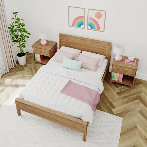 Miniatura 6 de Max & Lily Cama Full, Marco de Cama Full de Madera Maciza con Cabecera de Panel, Cama Full para Niños con Soporte de Listones de Madera, No Necesita
