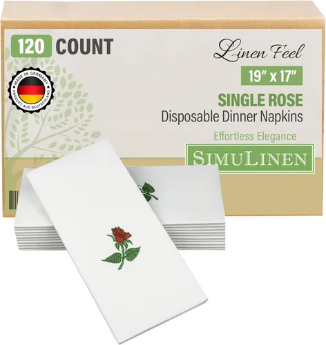 Miniatura 14 de SimuLinen Servilletas decorativas florales azules, servilletas de papel desechables como tela, sensación de lino, material Airlaid de primera