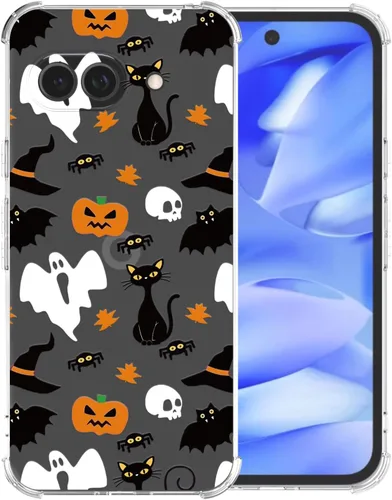 Miniatura 44 de Funda transparente de Halloween para Google 6a, con patrón de fantasma, funda protectora de TPU suave, delgada, a prueba de golpes, para niños