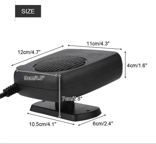 Miniatura 5 de Keenso - Calentador de cerámica para automóvil de 12 V, 150 W, descongelador, desempañador universal portátil