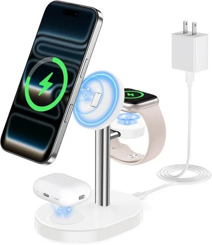 Miniatura 31 de Hevanto 25W 3 in 1 Super Fast Charging Station for Apple MagSafe Charger, Wireless Magnetic Mag-Safe Charger Stand for iPhone 17 16 15 14 13 12