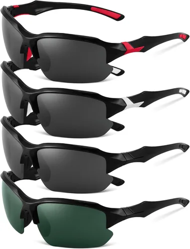 Paquete de 4 lentes de sol deportivos polarizados para mujeres y hombres, protección UV, para correr, ciclismo, pesca, al aire libre