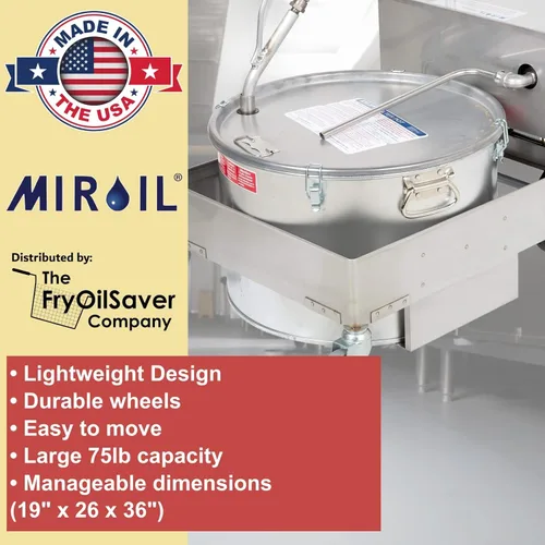 Miniatura 2 de MirOil BD 707 Máquina de filtro de aceite eléctrico y carrito de desecho, máquina de filtro de aceite portátil para grasa de freidora de 75 libras