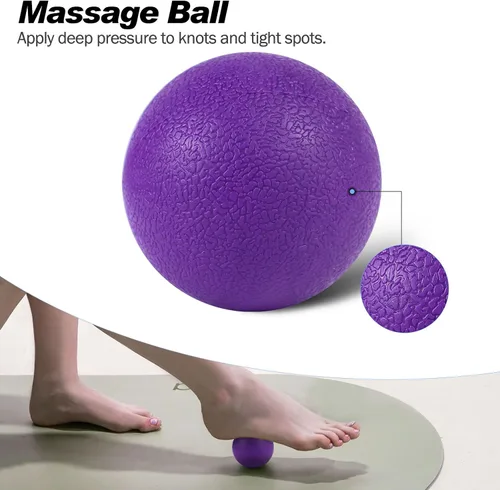Miniatura 4 de JOYENERGY Juego de rodillos de espuma 5 en 1, rodillo de espuma de punto gatillo, barra de masaje, bola de masaje, correa de estiramiento