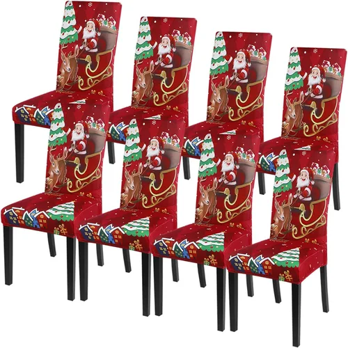 Miniatura 85 de SearchI Juego de 4 fundas para sillas de comedor, elásticas con estampado floral, fundas deslizables para sillas Parsons de spandex, removibles